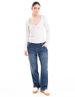Playera manga larga Madden Girl con escote para mujer