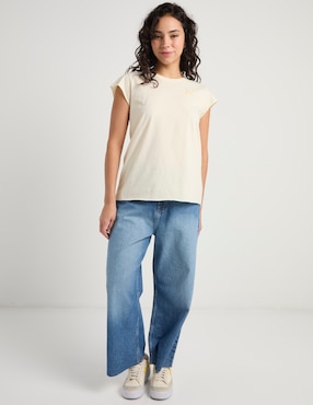 Jeans wide leg cintura Oggi para mujer