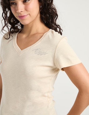 Playera manga corta Oggi cuello V para mujer