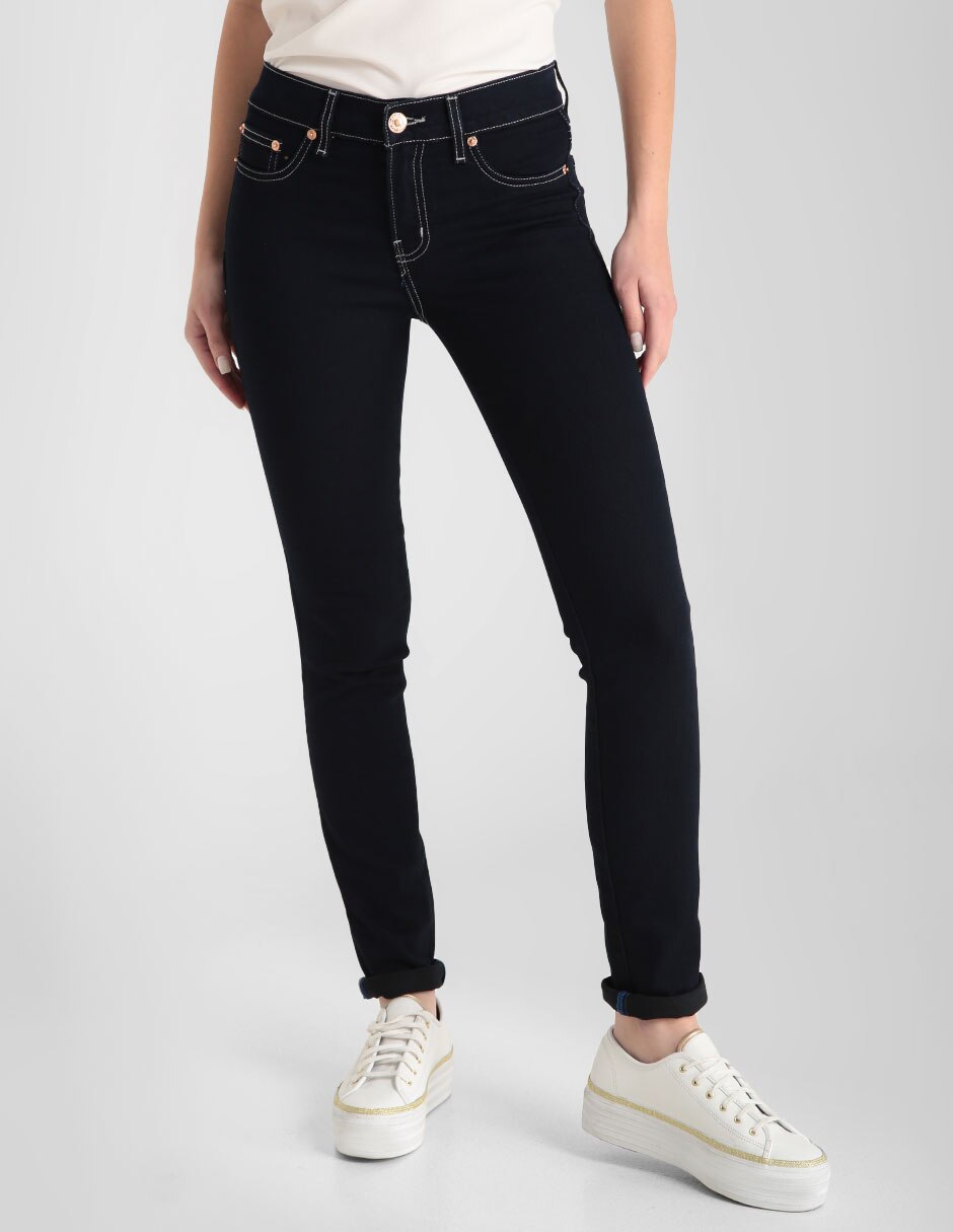 Jeans skinny Oggi lavado obscuro corte a la cintura para mujer en SB
