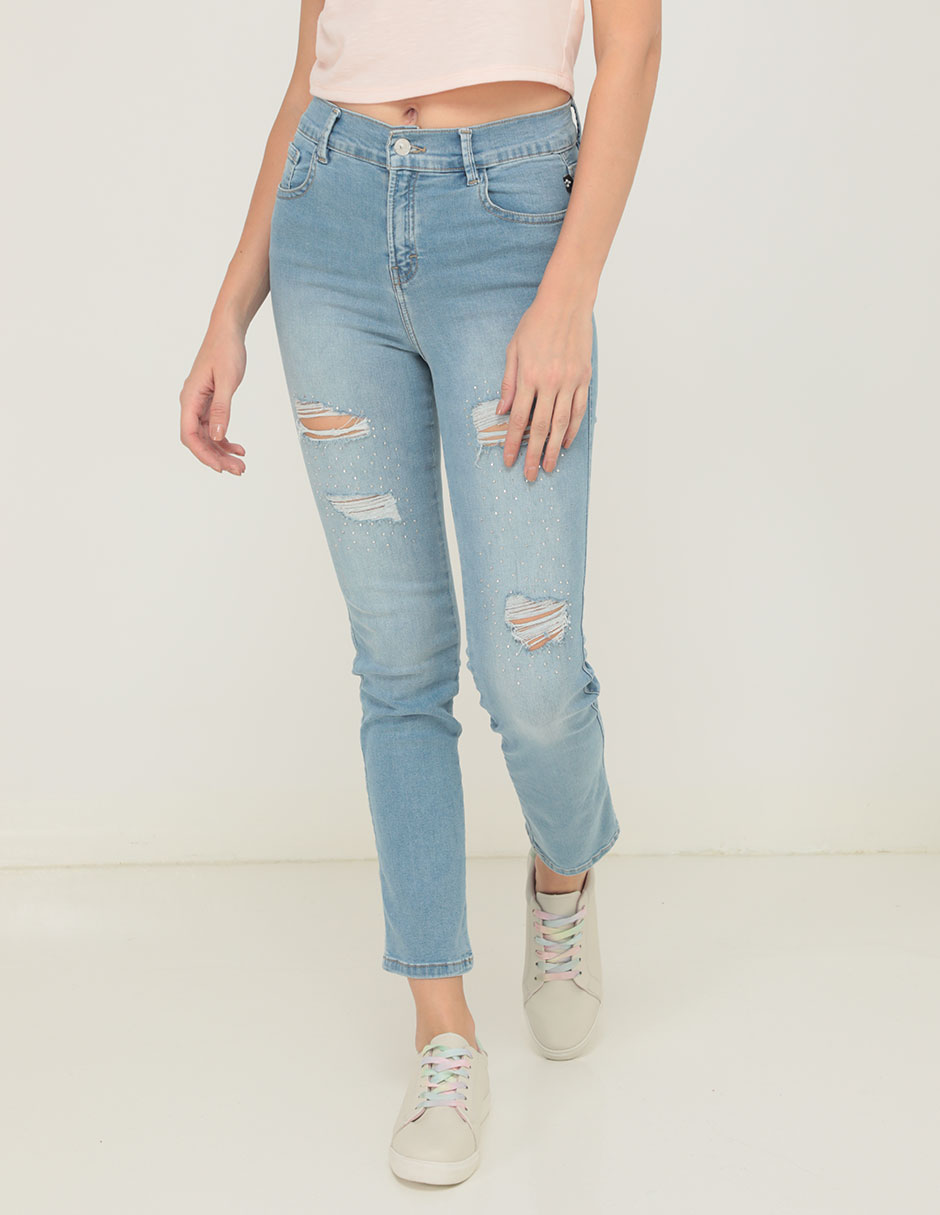 Jeans slim Oh Pomp! corte cintura alta para mujer