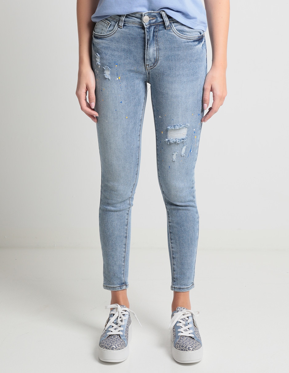 Jeans skinny corte cintura para mujer