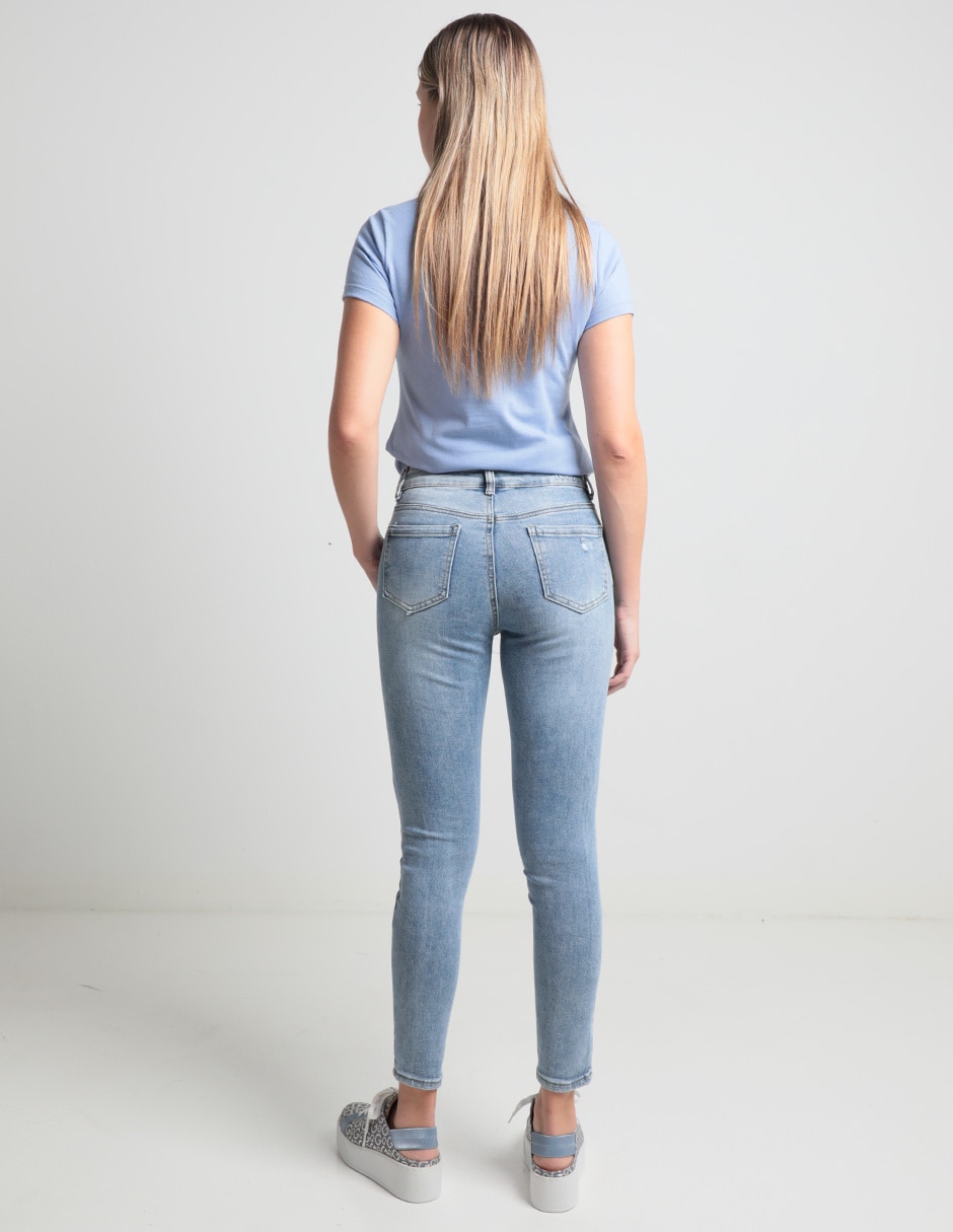 Jeans skinny corte cintura para mujer 2