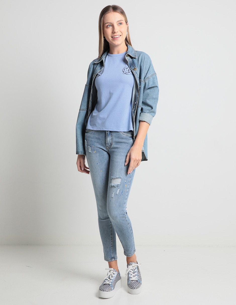 Jeans skinny corte cintura para mujer 3