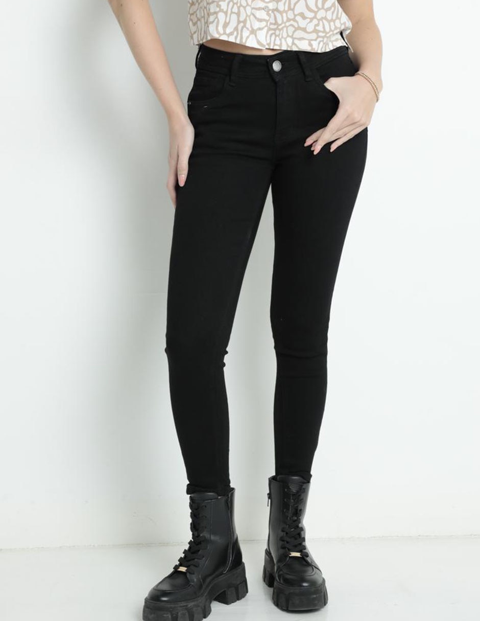 Jeans skinny corte cintura para mujer 1