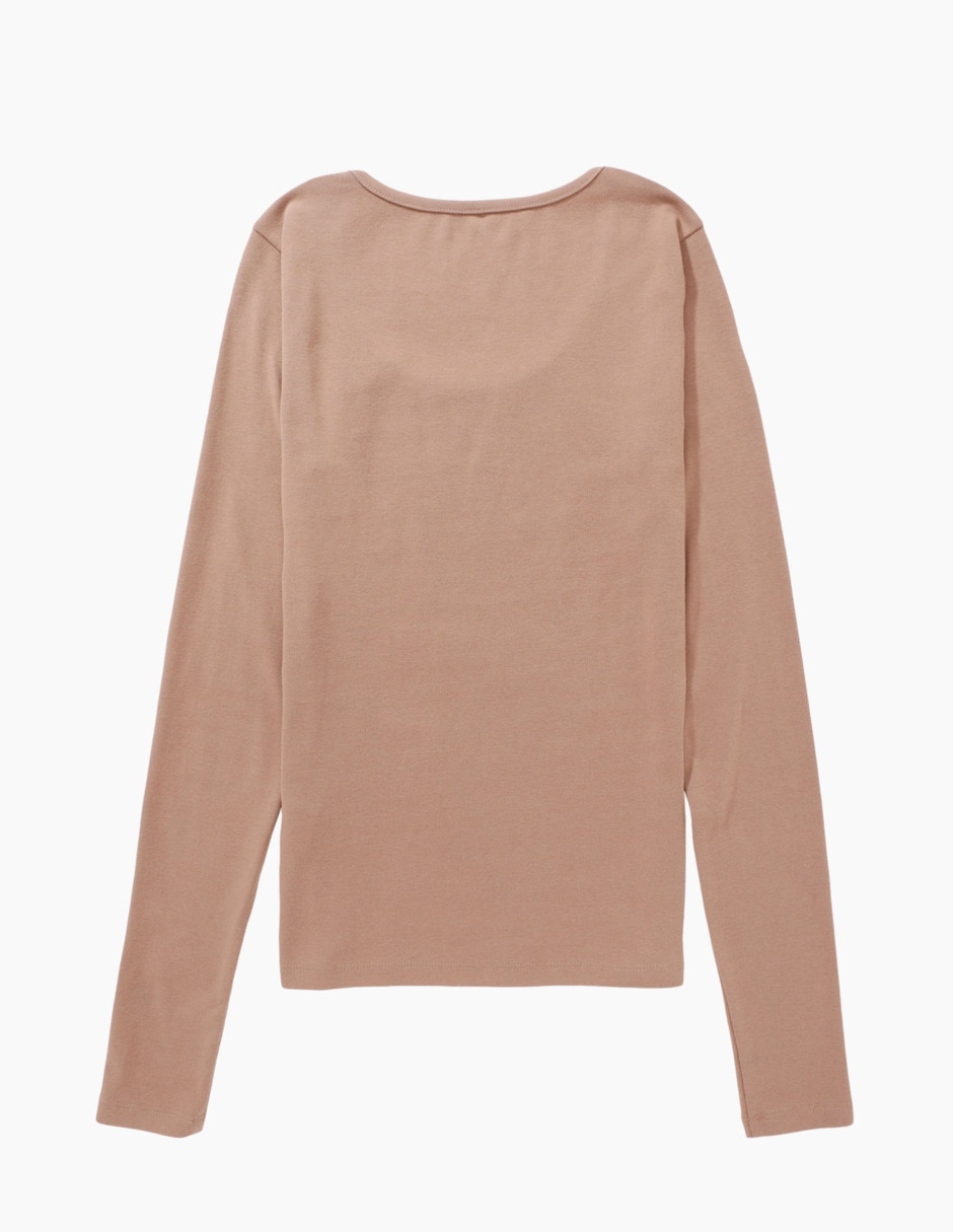 Playera manga larga Scoop Neck Graphic-Tee cuello redondo para mujer 4
