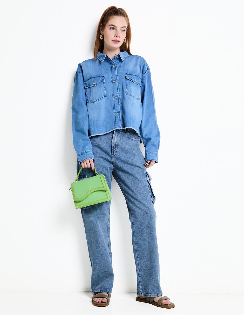 Jeans cargo campana para mujer 3