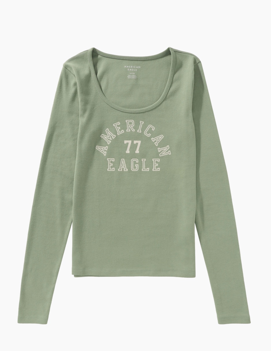Playera manga larga cuello redondo para mujer 3