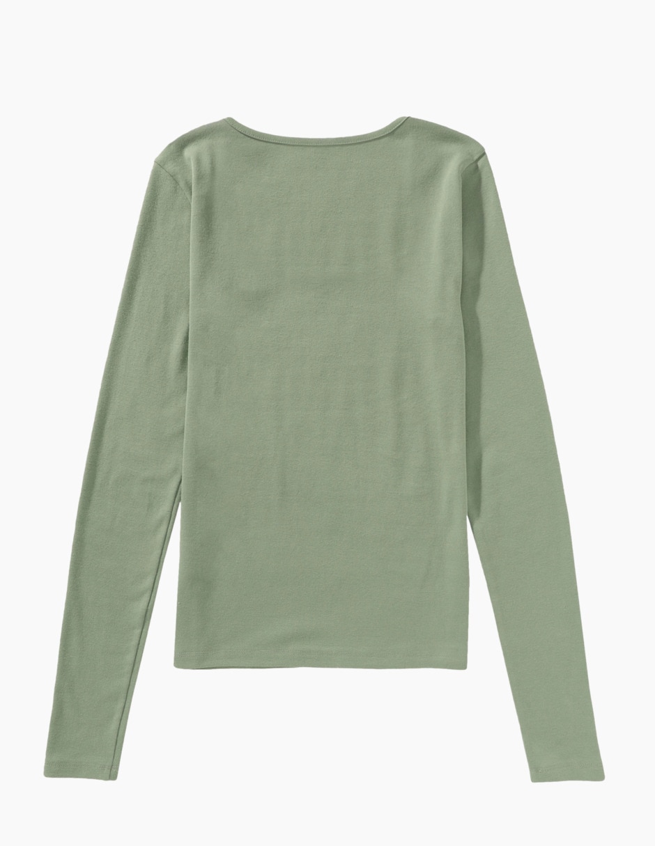 Playera manga larga cuello redondo para mujer 4