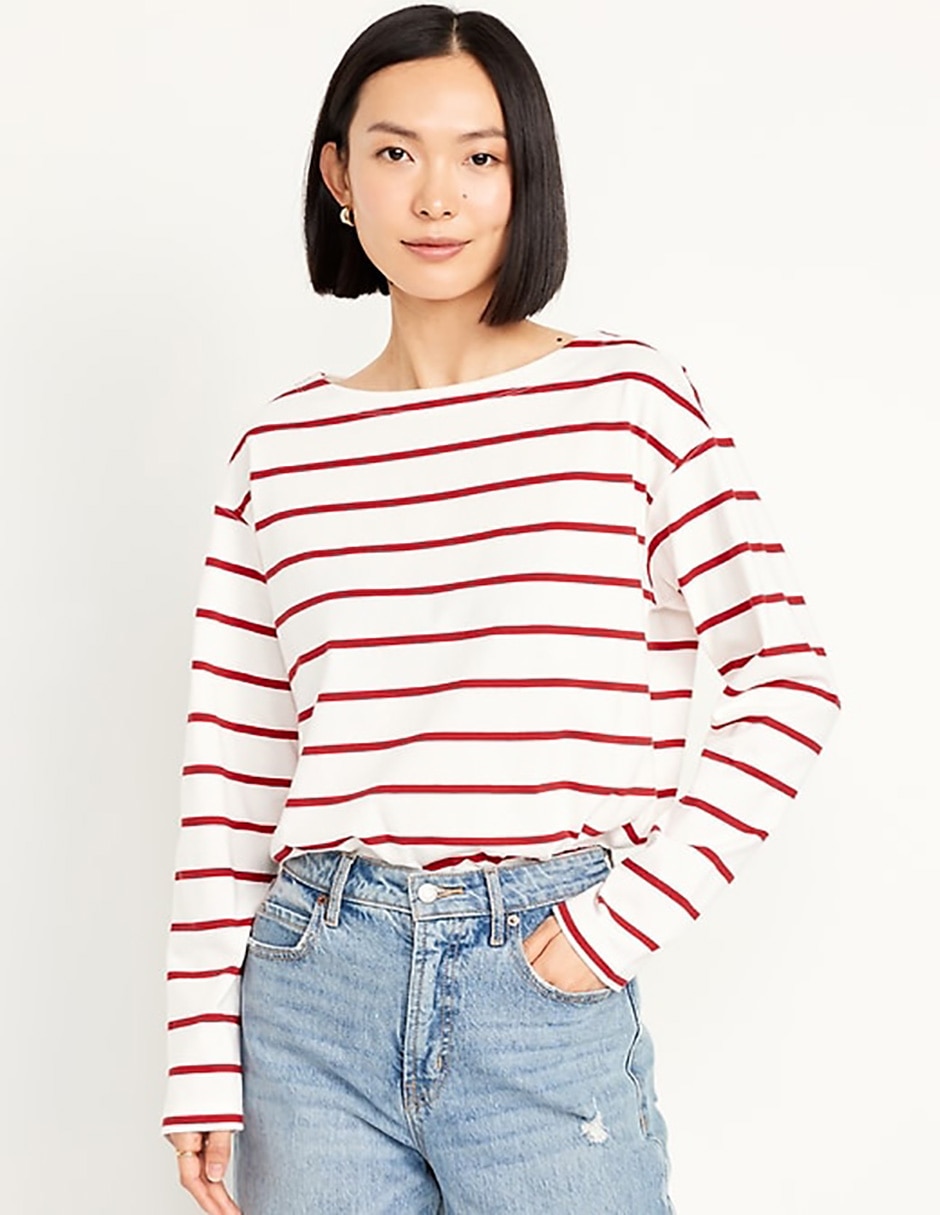 Playera manga larga cuello redondo para mujer Playera manga larga cuello redondo para mujer