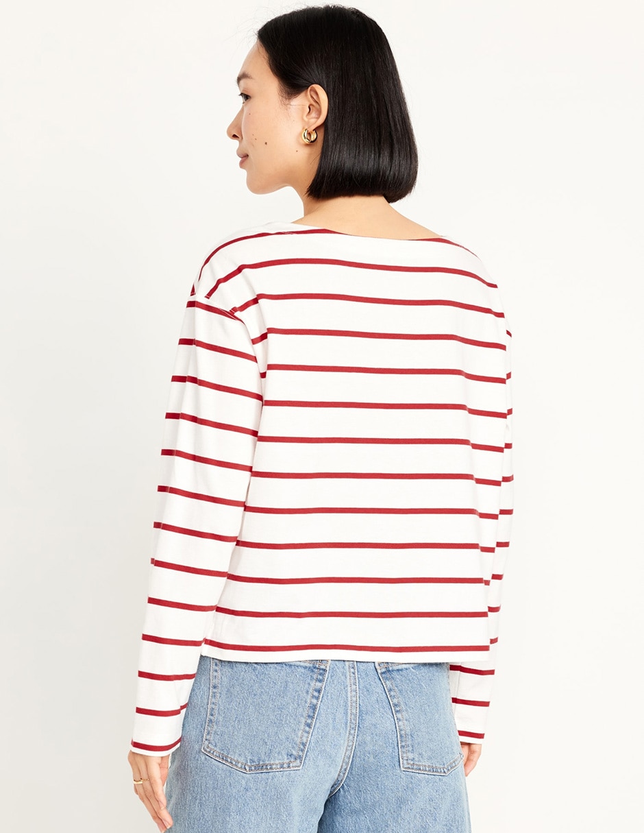 Playera manga larga cuello redondo para mujer 2