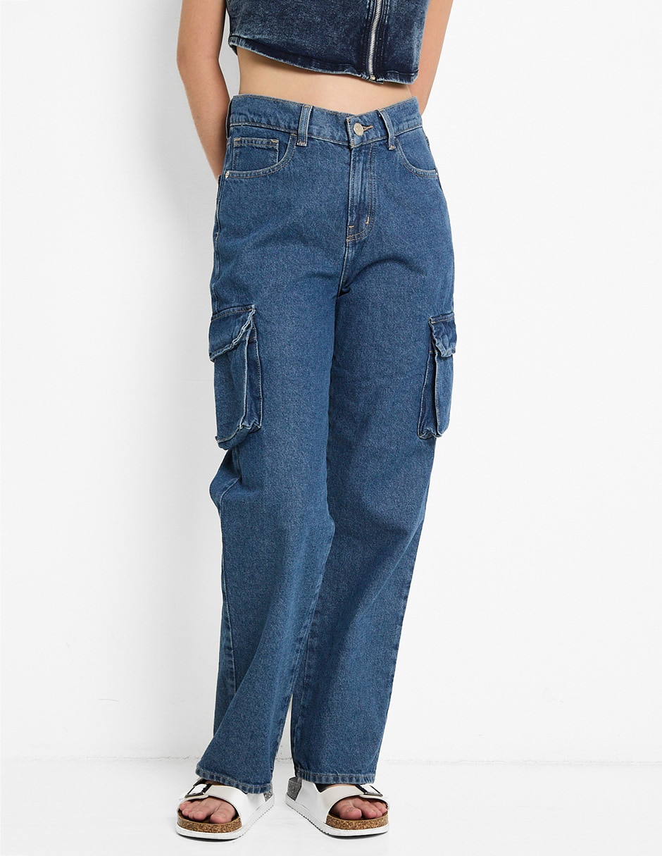 Jeans cargo loose para mujer 1