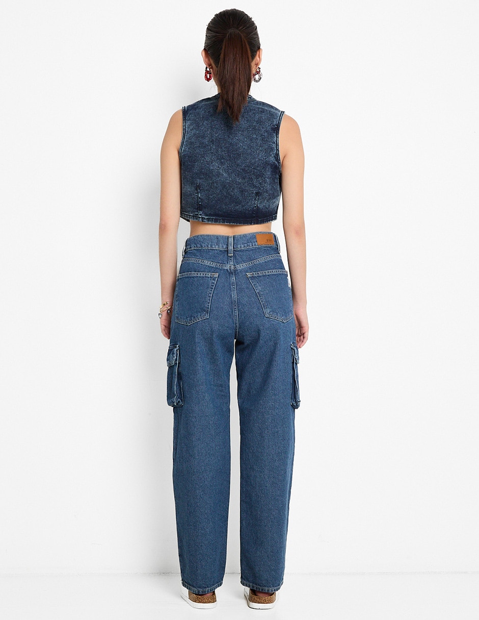 Jeans cargo loose para mujer 2