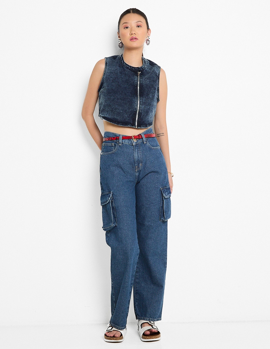 Jeans cargo loose para mujer 3