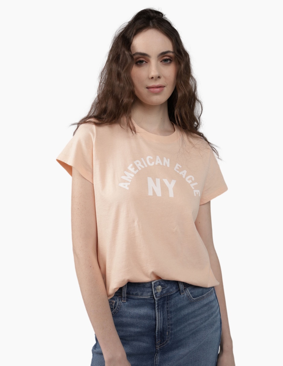 Playera manga corta cuello redondo para mujer