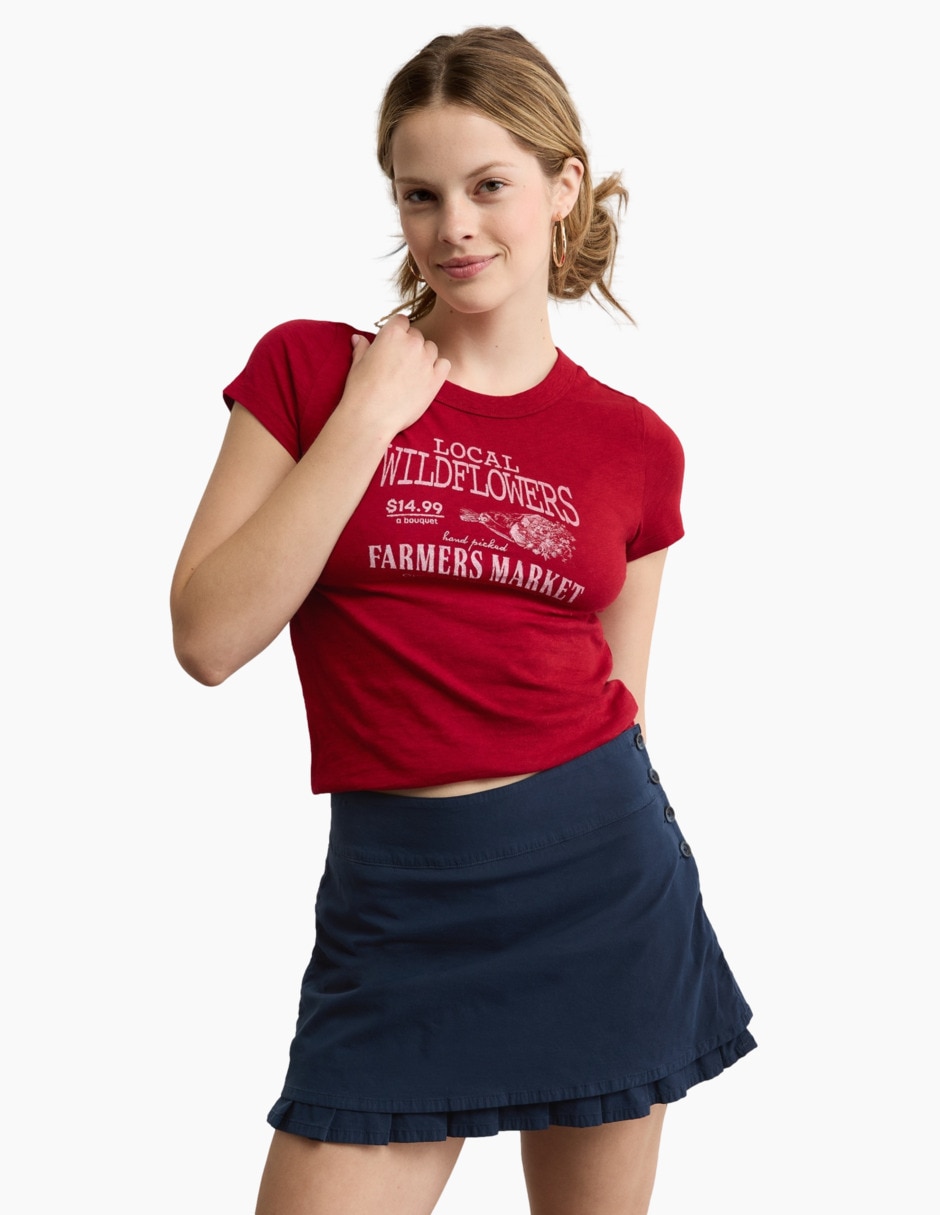 Playera manga corta cuello redondo para mujer