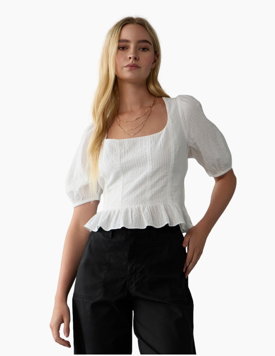 Blusa manga al codo para mujer