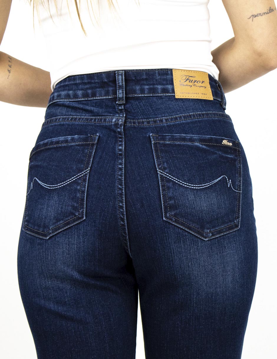Jeans straight a la cintura para mujer 4