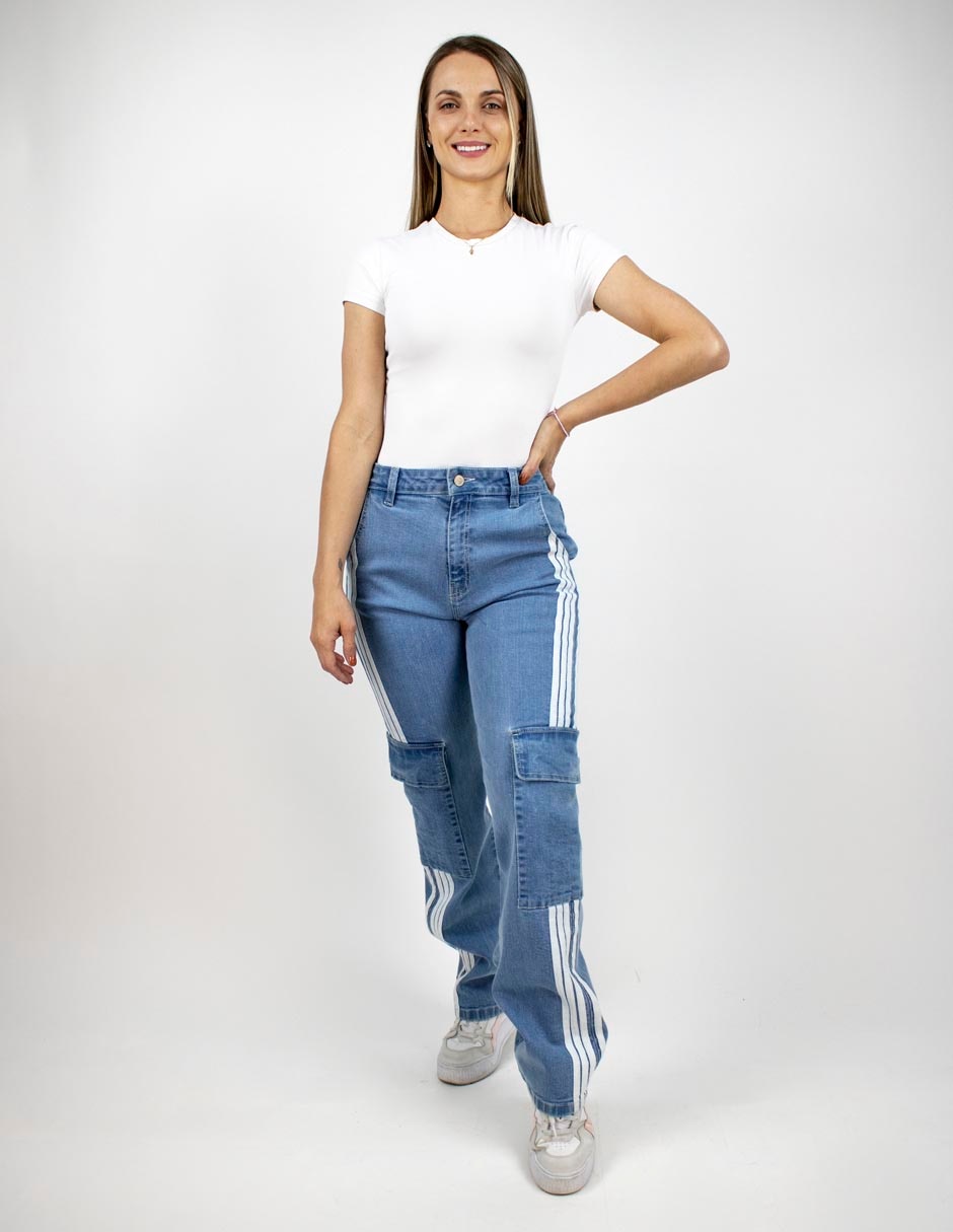 Jeans cargo straight para mujer 3