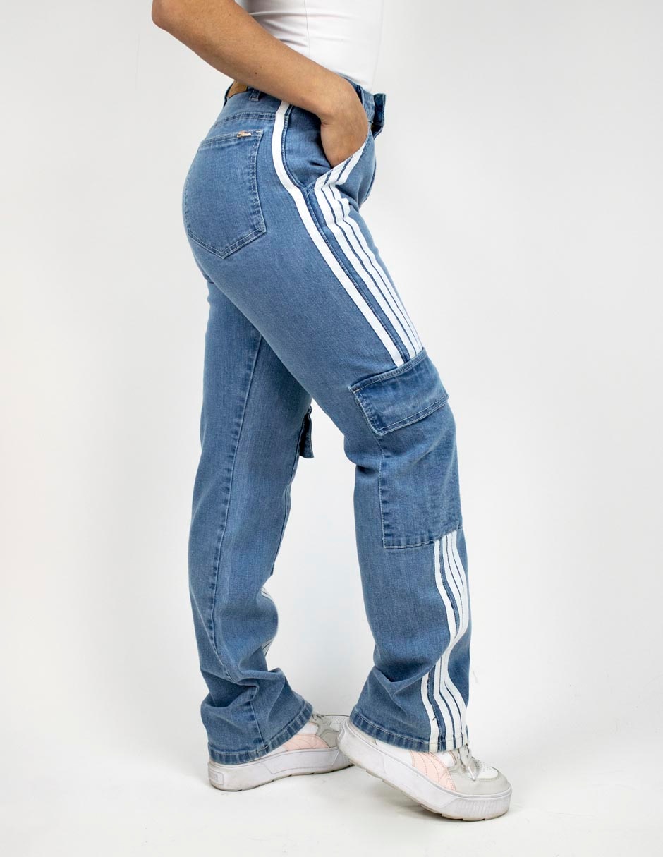 Jeans cargo straight para mujer 4