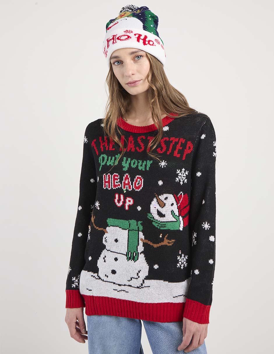 Suéter navideño cuello redondo para mujer