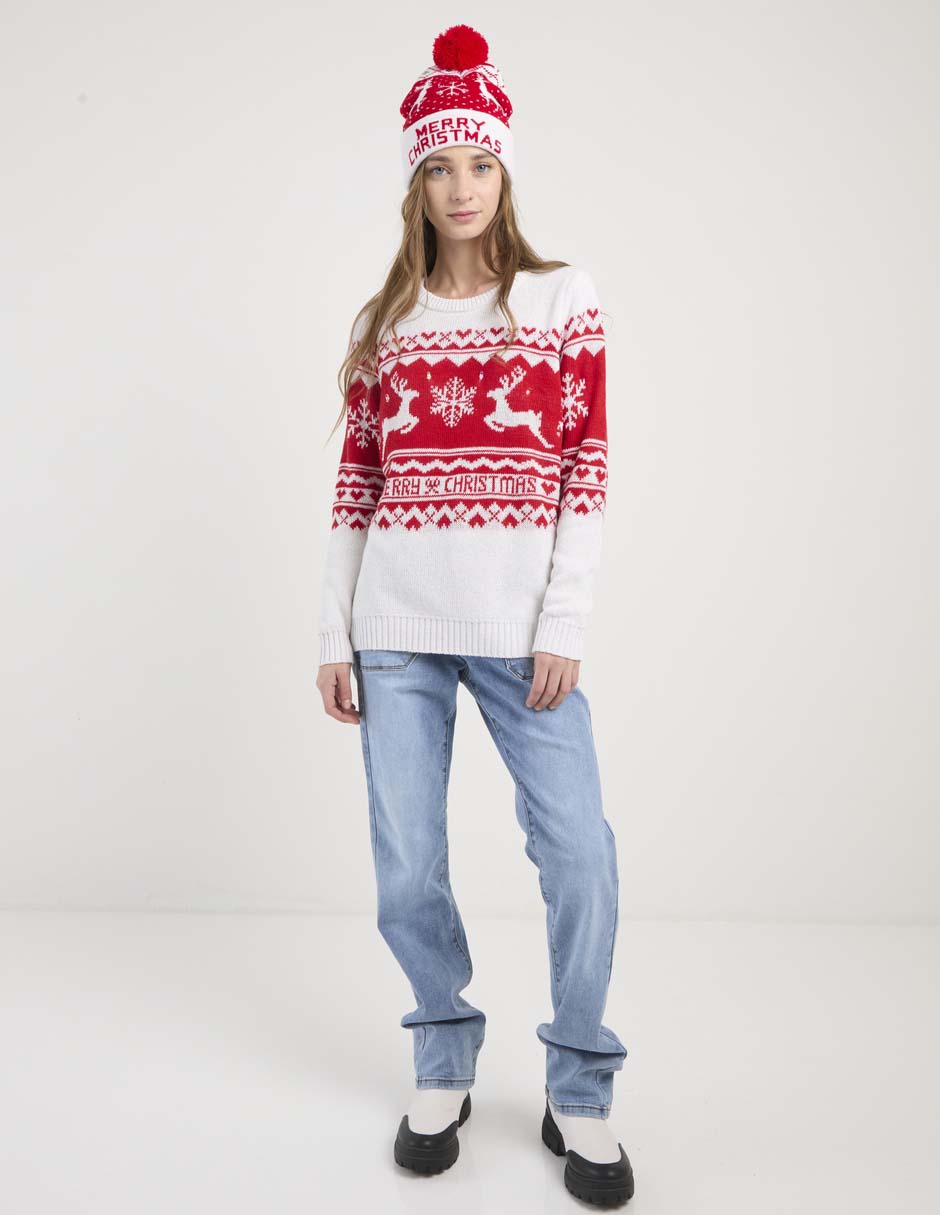 Suéter navideño cuello redondo para mujer 3