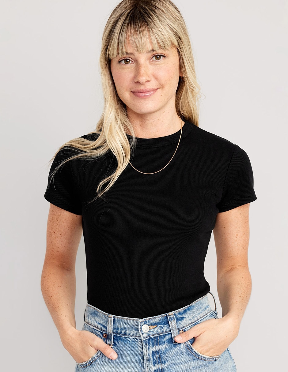 Playera manga corta cuello redondo para mujer Playera manga corta cuello redondo para mujer
