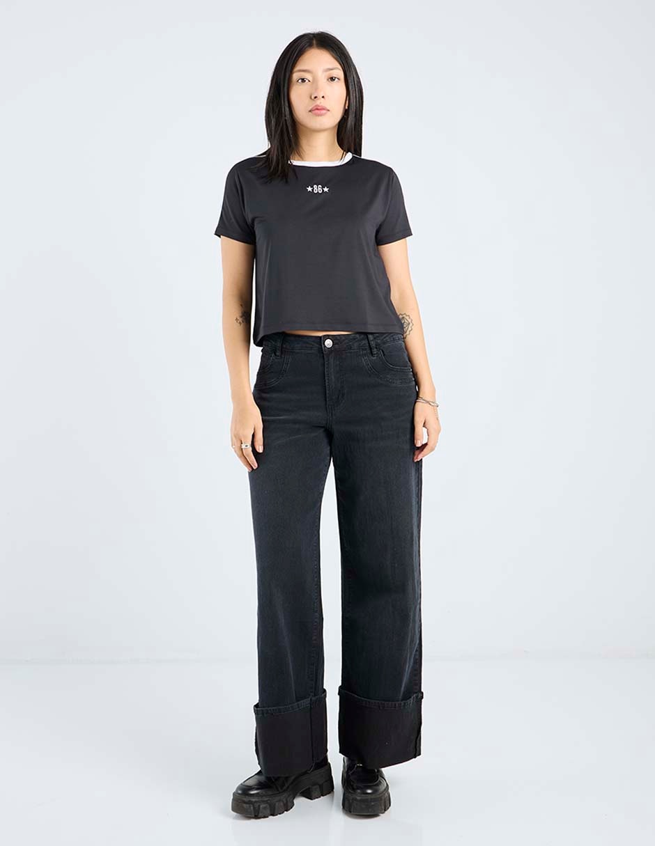 Jeans relaxed wide leg para mujer 2