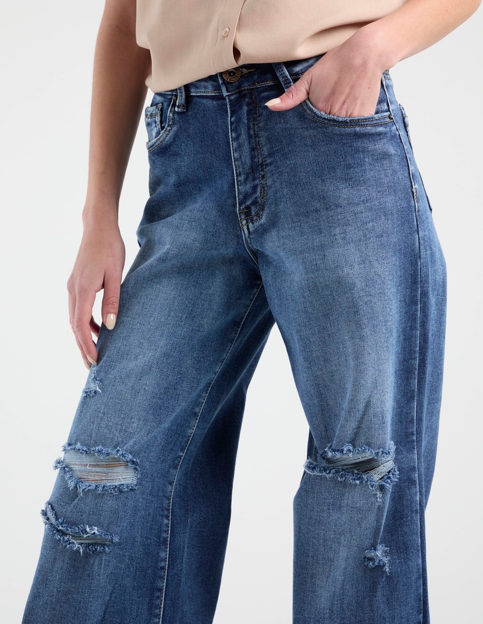 Jeans relaxed wide leg para mujer 4