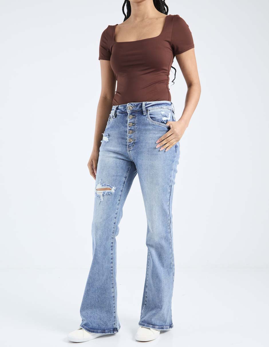 Jeans bota corte cintura alta para mujer Jeans bota corte cintura alta para mujer