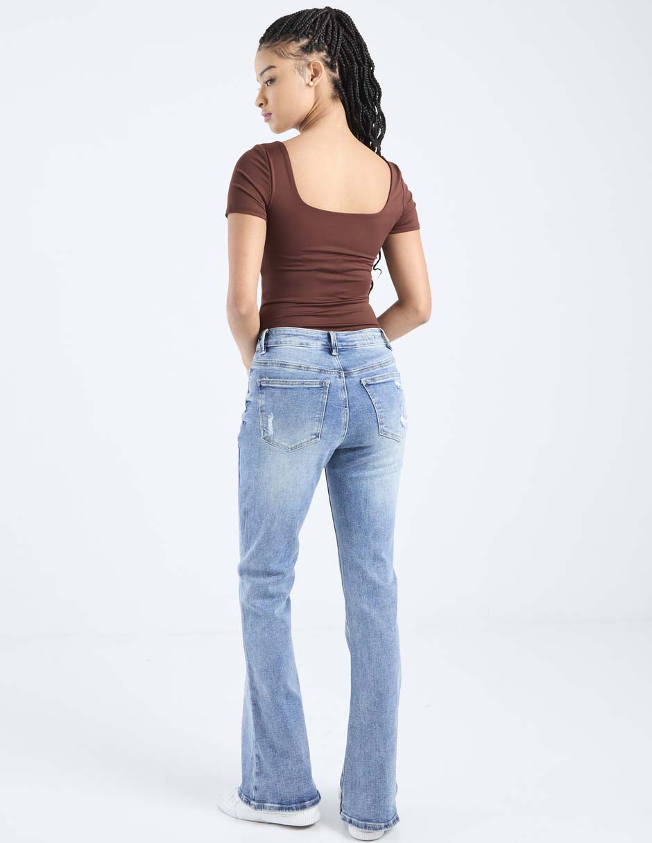 Jeans bota corte cintura alta para mujer 2