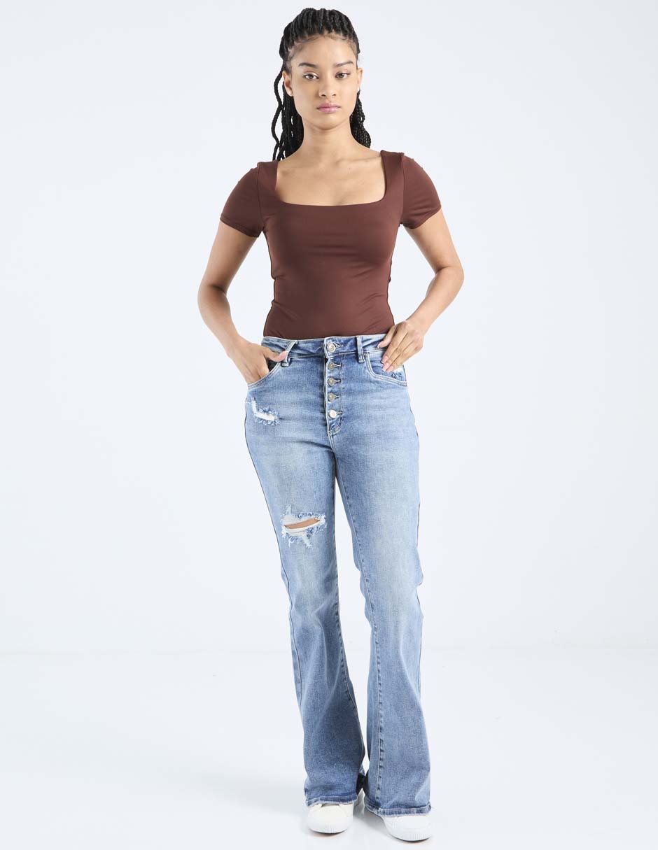 Jeans bota corte cintura alta para mujer 3