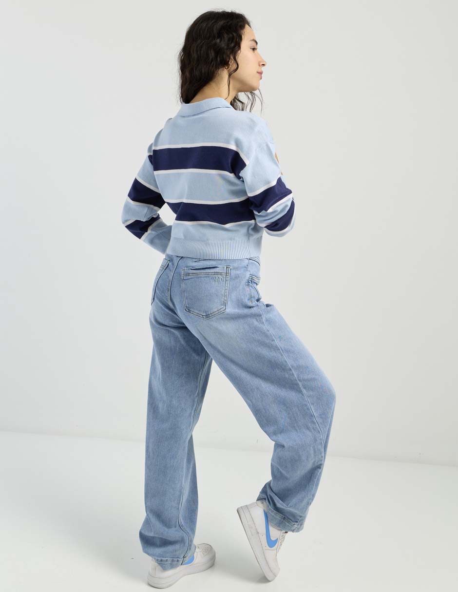Jeans straight corte cintura para mujer 2