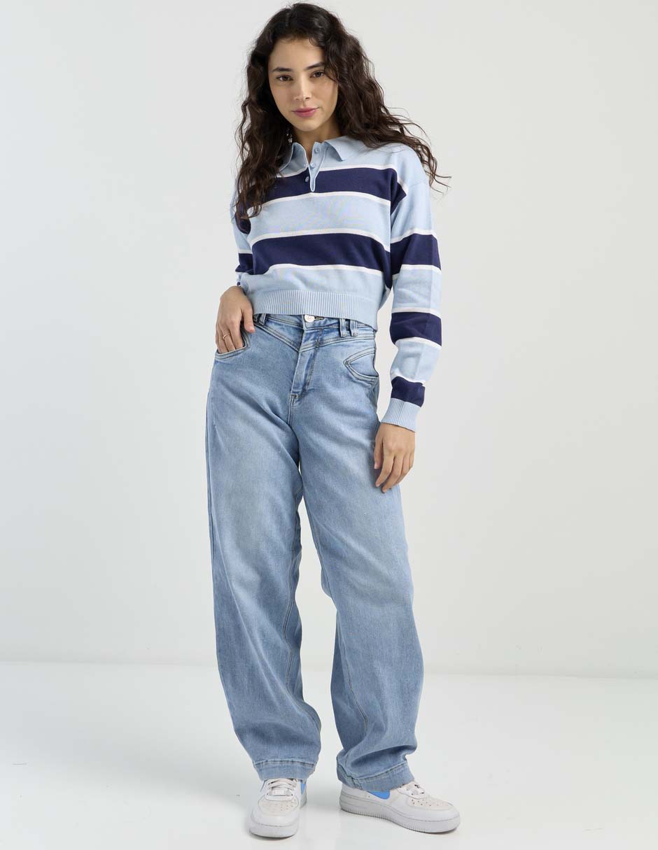 Jeans straight corte cintura para mujer 3