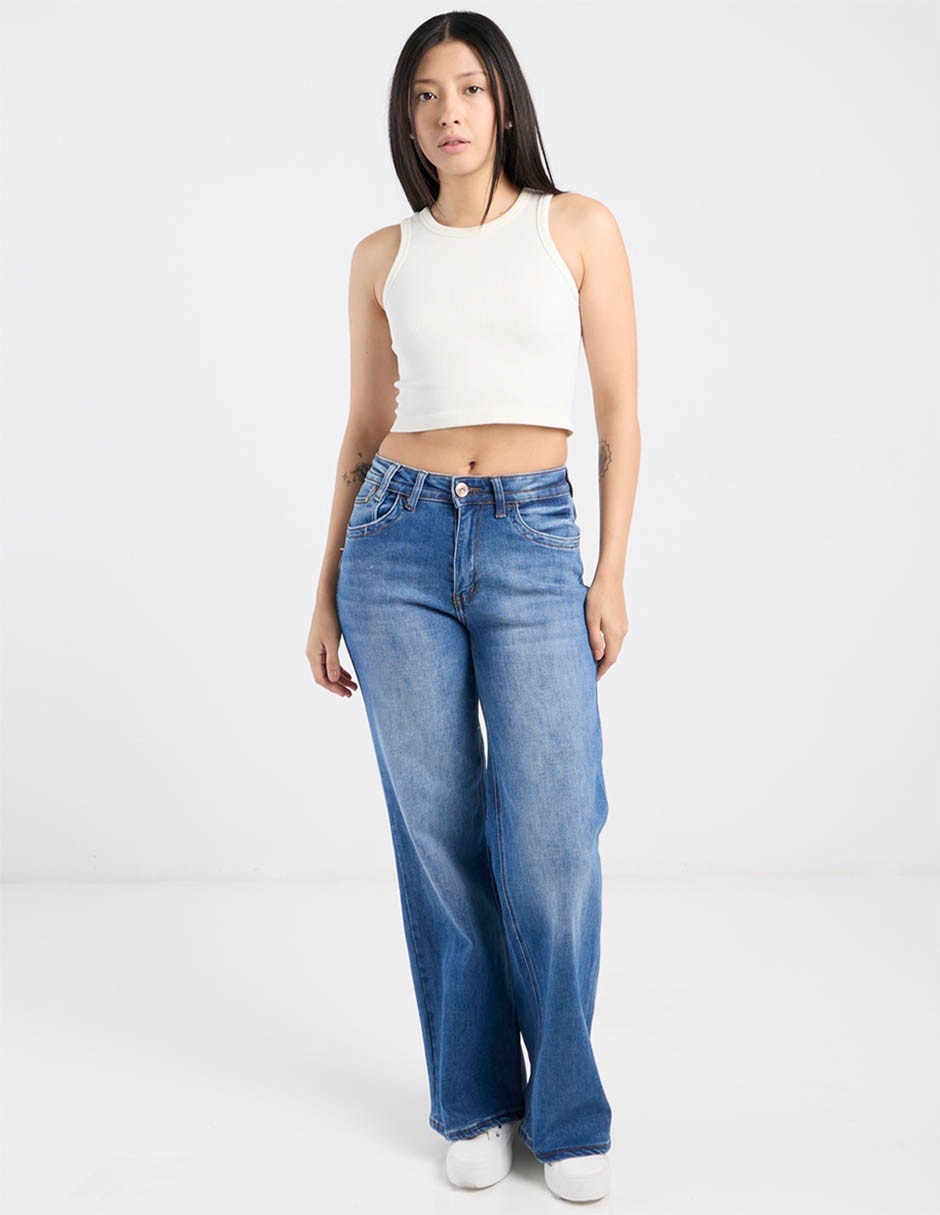 Jeans relaxed wide leg para mujer 3