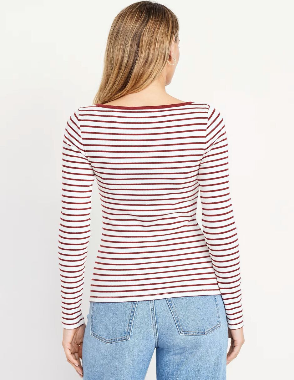 Playera manga larga cuello ojal para mujer 2