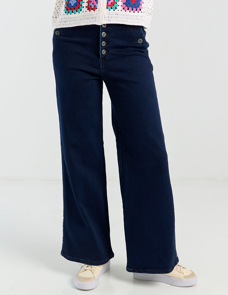 Jeans jogger wide leg para mujer