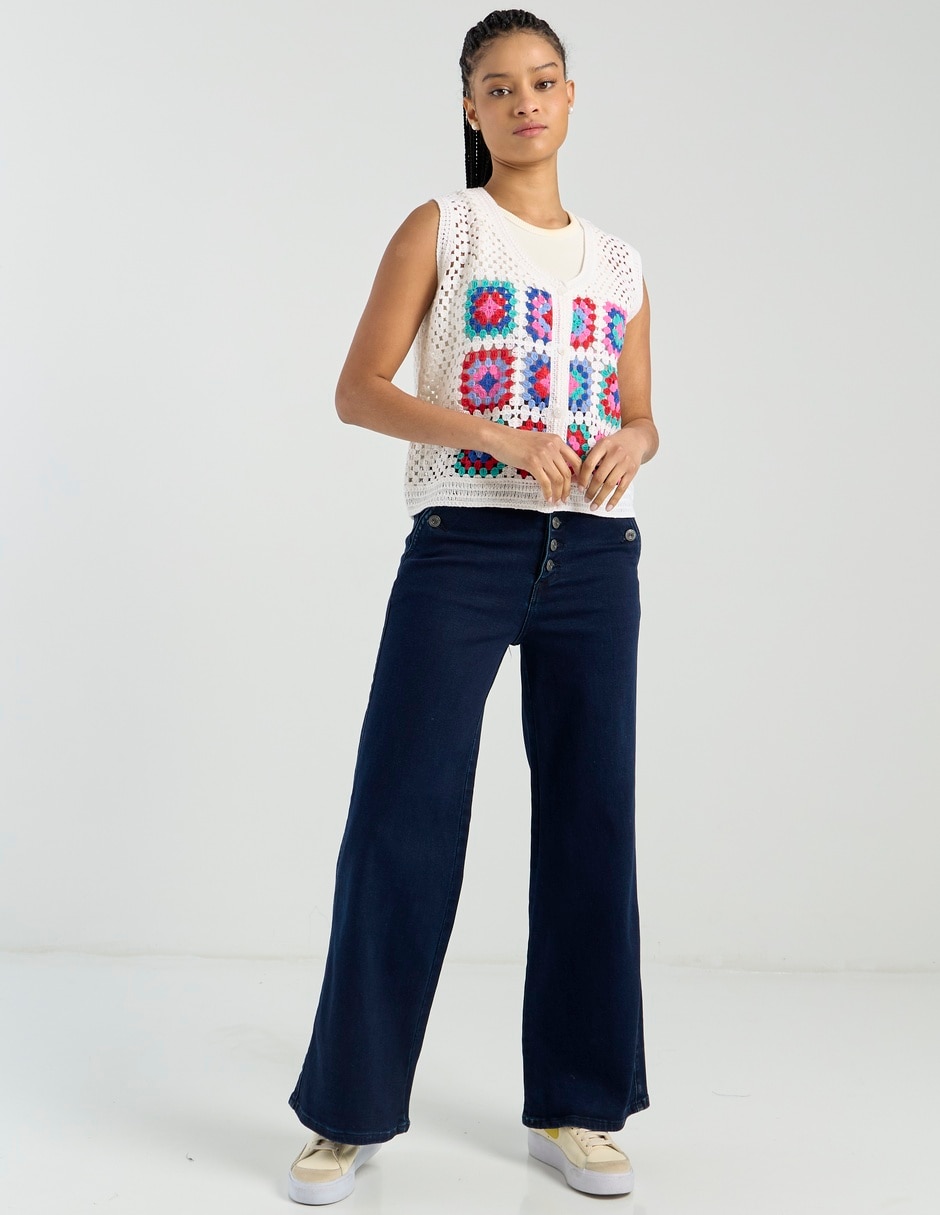 Jeans jogger wide leg para mujer 2