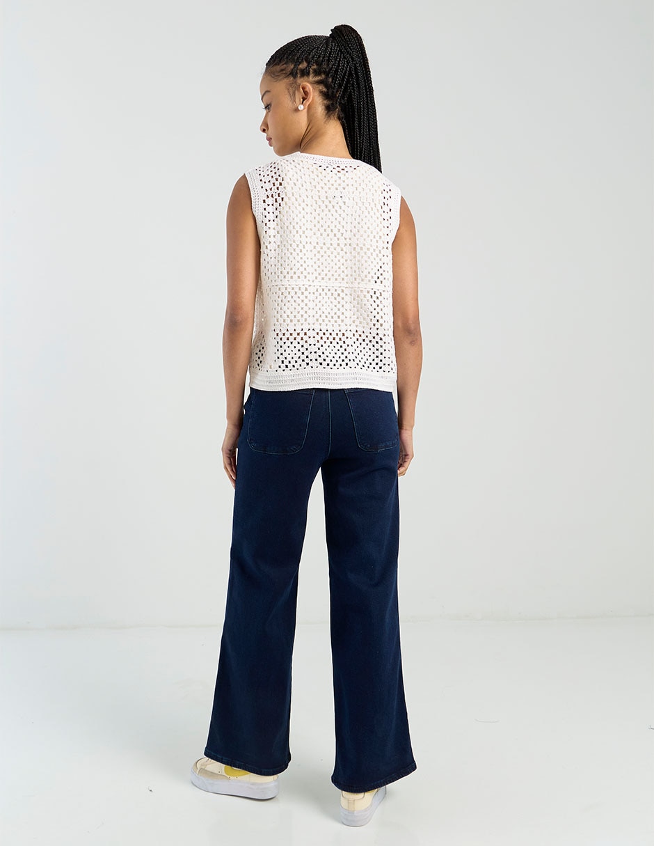 Jeans jogger wide leg para mujer 6