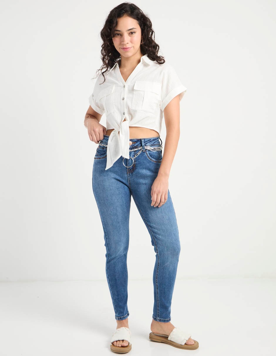 Jeans skinny cintura para mujer 2