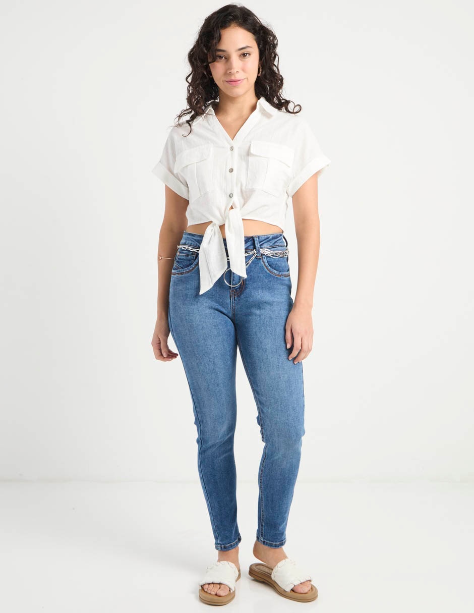 Jeans skinny cintura para mujer 3