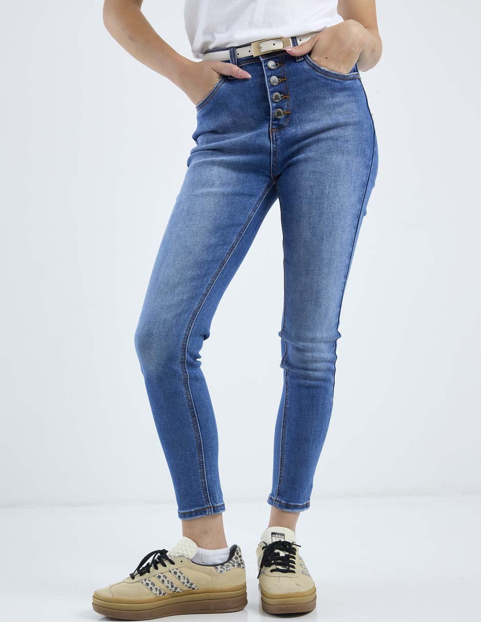Jeans skinny cintura media para mujer