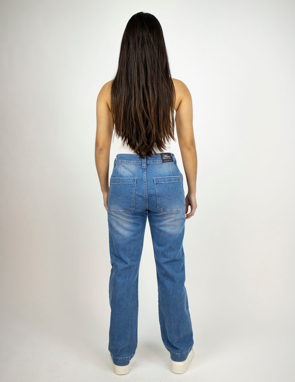 Jeans straight corte cintura para mujer 2