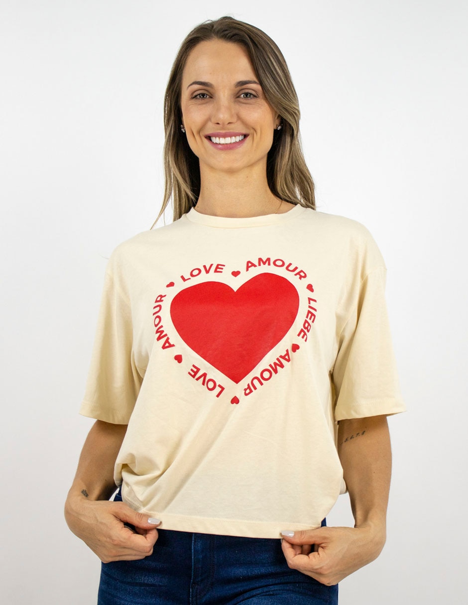Playera manga al codo cuello redondo para mujer