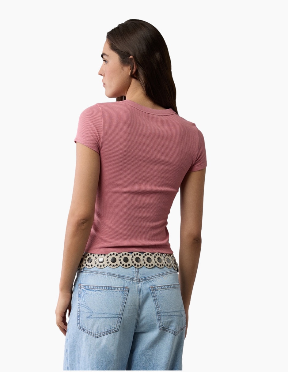 Playera manga corta cuello redondo para mujer 3