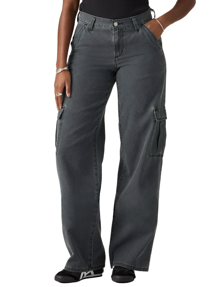 Jeans cargo relajado cintura para mujer Jeans cargo relajado cintura para mujer