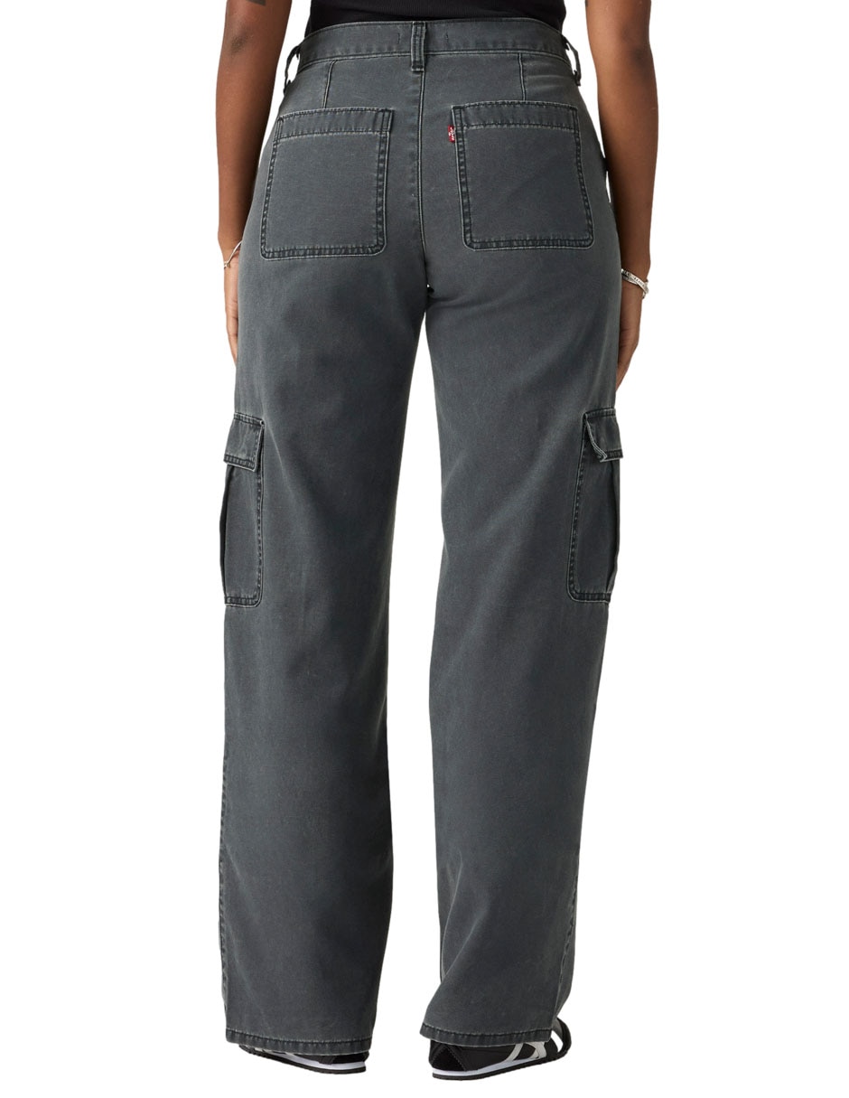 Jeans cargo relajado cintura para mujer 2