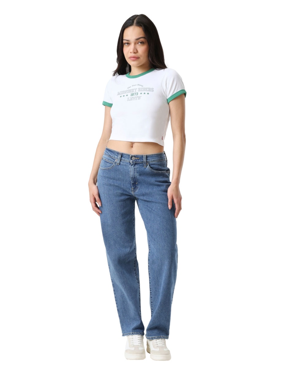 Jeans relajado cintura para mujer 3