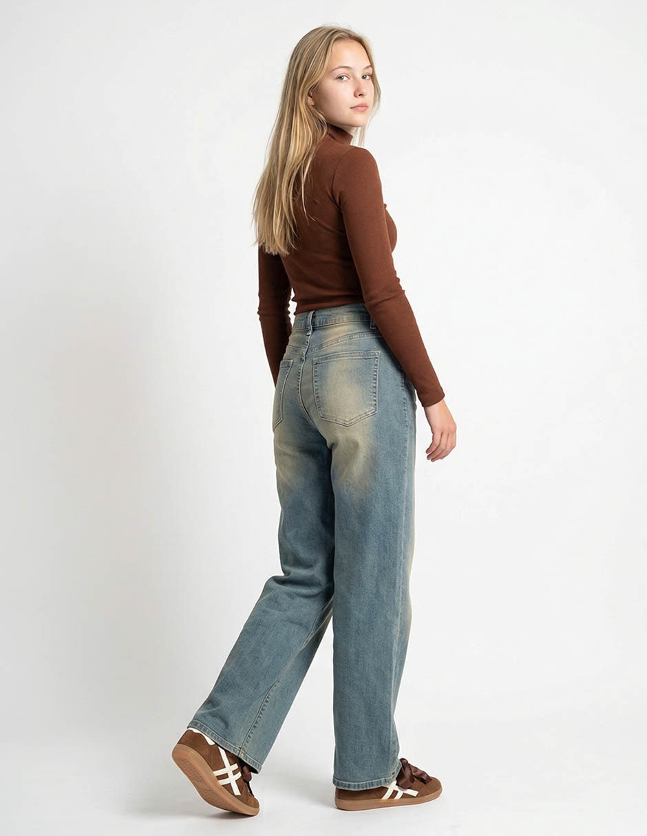 Jeans amplio cintura para mujer 2
