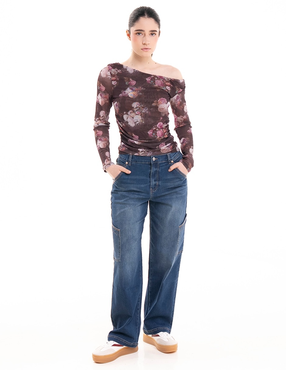 Jeans straight a la cintura para mujer Jeans straight a la cintura para mujer